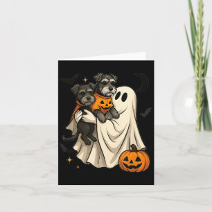 Ghost Miniature Schnauzer Dog Halloween Card