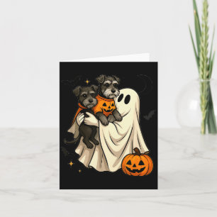 Ghost Miniature Schnauzer Dog Halloween Card