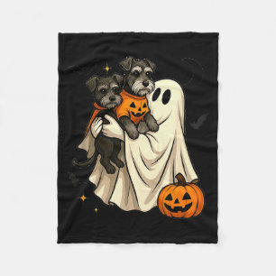 Ghost Miniature Schnauzer Dog Halloween  Fleece Blanket