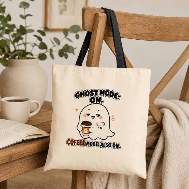 Ghost Mode On Coffee Mode Also On Funny Introvert Tote Bag (Creator Uploaded)