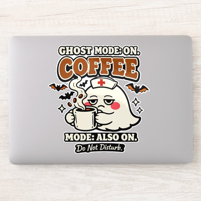 Ghost Mode On Coffee Mode Also On Halloween Nurse Sticker (Computer)