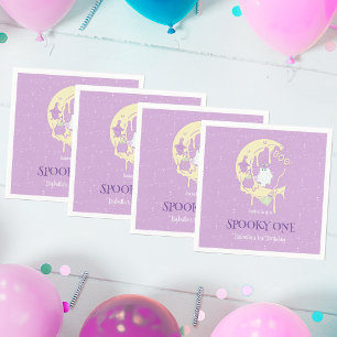 Ghost Moon Cute Spooky One Halloween 1st Birthday Napkins