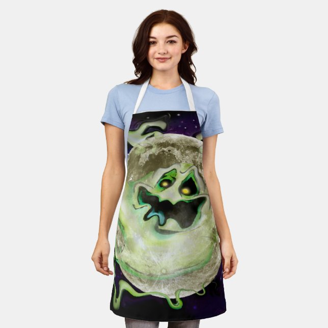 Ghost Moon Halloween Apron (Worn)