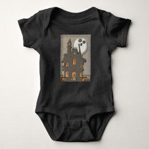 Ghost Moon Over Haunted House Baby Bodysuit