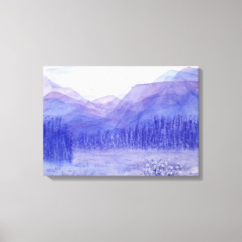 Ghost Mountains Valley Watercolor Landscape Canvas Print