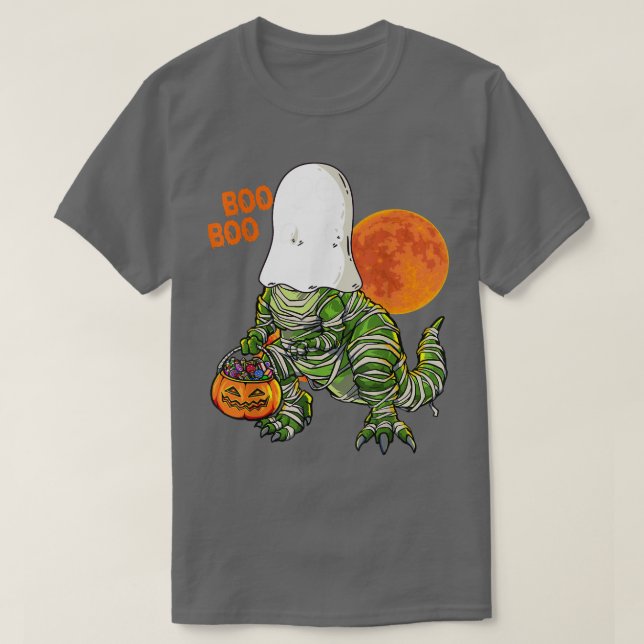 Ghost Mummy Dinosaur Pumpkin Funny Boo Halloween B T-Shirt (Design Front)