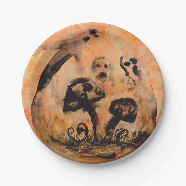 Ghost Mushrooms Paper Plates (Front)