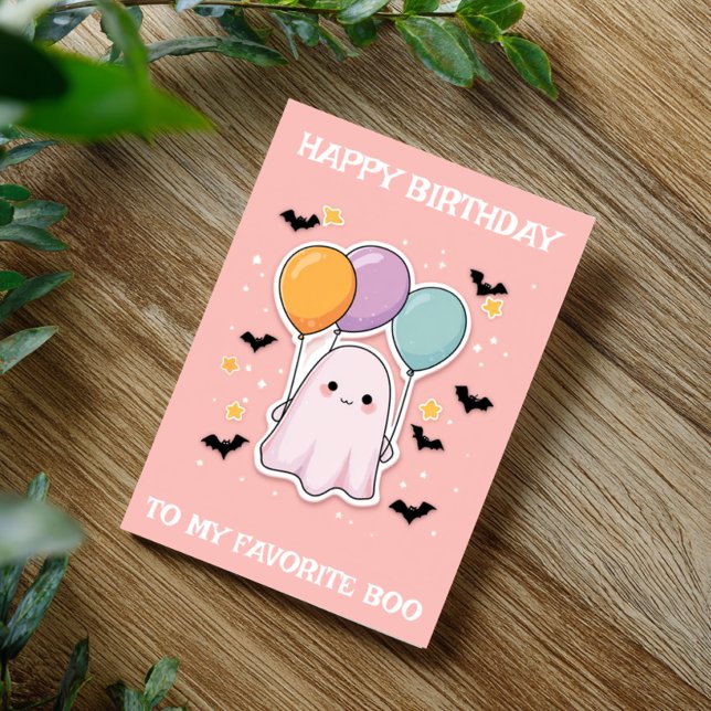Ghost My Favorite Boo Halloween Birthday Card (Creator Uploaded)