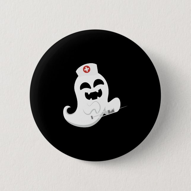 Ghost Nurse Halloween Button (Front)