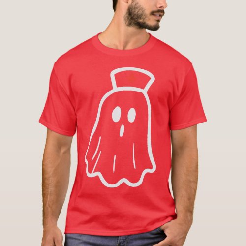 Ghost Nurse Halloween Costume Retro Fall Scrub Top