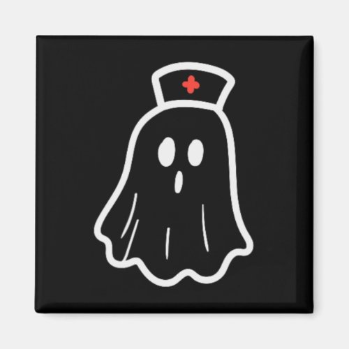 Ghost Nurse Halloween Costume Retro Fall Scrub Top Magnet