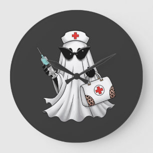 Ghost Nurse Halloween Large Clock