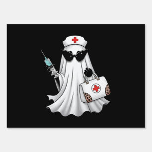 Ghost Nurse Halloween Sign