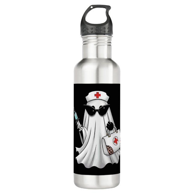 Ghost Nurse Halloween Stainless Steel Water Bottle (Front)