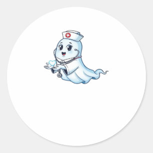 Ghost Nurse Spookily Caring and Whimsically Haunt Classic Round Sticker