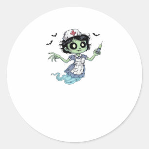 Ghost Nurse Spookily Caring and Whimsically Haunt Classic Round Sticker
