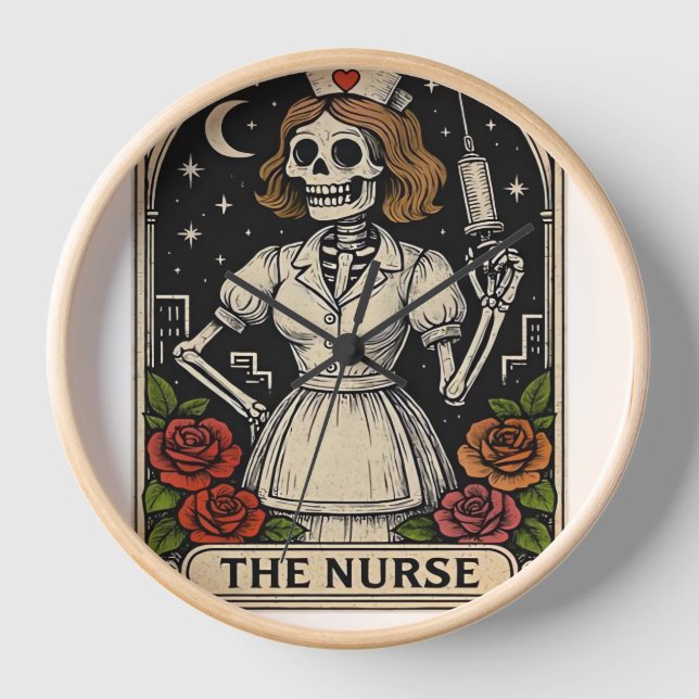 Ghost Nurse  Spookily Caring and Whimsically Haunt Clock (Front)