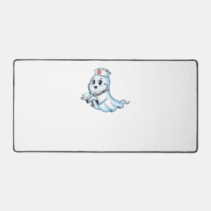 Ghost Nurse Spookily Caring and Whimsically Haunt Desk Mat