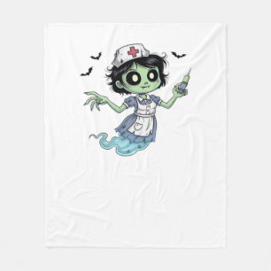 Ghost Nurse Spookily Caring and Whimsically Haunt Fleece Blanket