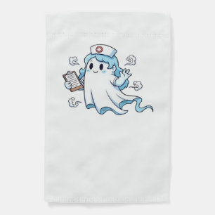 Ghost Nurse Spookily Caring and Whimsically Haunt Garden Flag