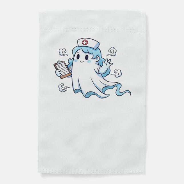 Ghost Nurse  Spookily Caring and Whimsically Haunt Garden Flag (Front)