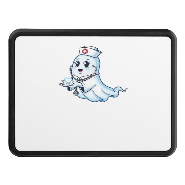 Ghost Nurse  Spookily Caring and Whimsically Haunt Hitch Cover (Front)