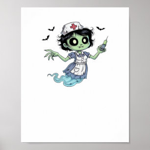 Ghost Nurse Spookily Caring and Whimsically Haunt Poster
