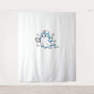 Ghost Nurse Spookily Caring and Whimsically Haunt Tapestry