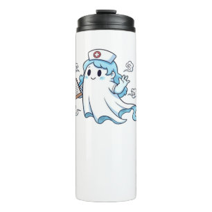 Ghost Nurse Spookily Caring and Whimsically Haunt Thermal Tumbler