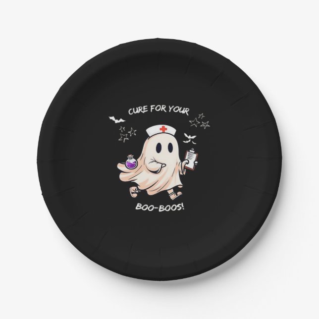 Ghost Nurse with Magical Potion – Cure for Your Bo Paper Plates (Front)
