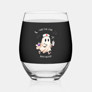 Ghost Nurse with Magical Potion � Cure for Your Bo Stemless Wine Glass