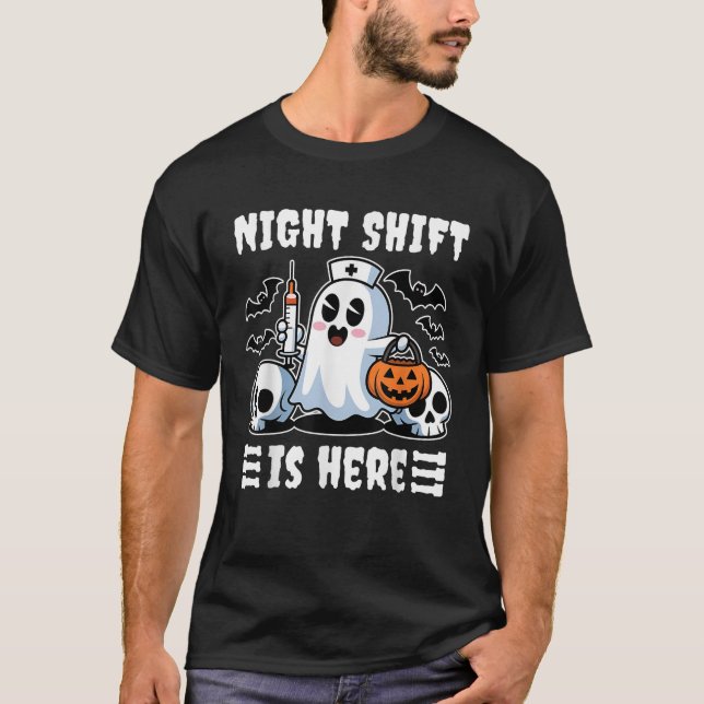 Ghost Nurses Halloween Crew Night Shift Costume Sc T-Shirt (Front)