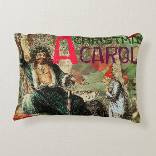 Ghost of Christmas Present Illustration Scrooge Accent Pillow