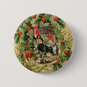 Ghost of Christmas Present Illustration Scrooge Button