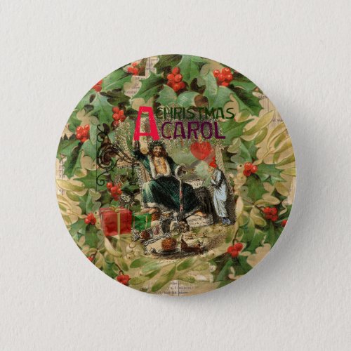 Ghost of Christmas Present Illustration Scrooge Button