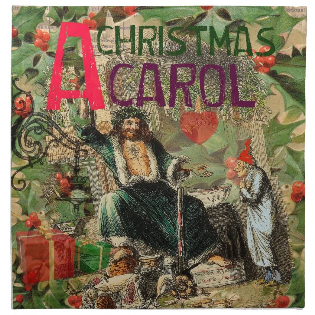 Ghost of Christmas Present Illustration Scrooge Cloth Napkin (Front)