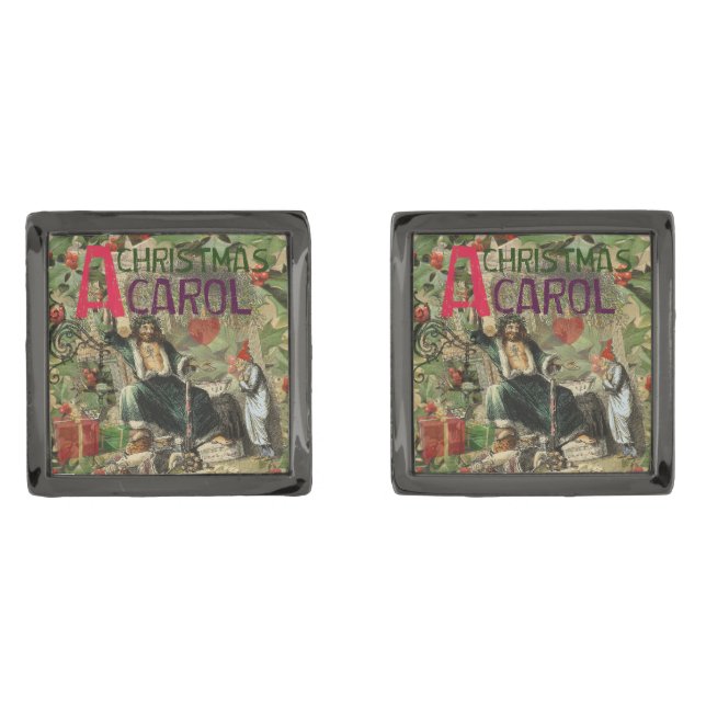Ghost of Christmas Present Illustration Scrooge Cufflinks (Front)