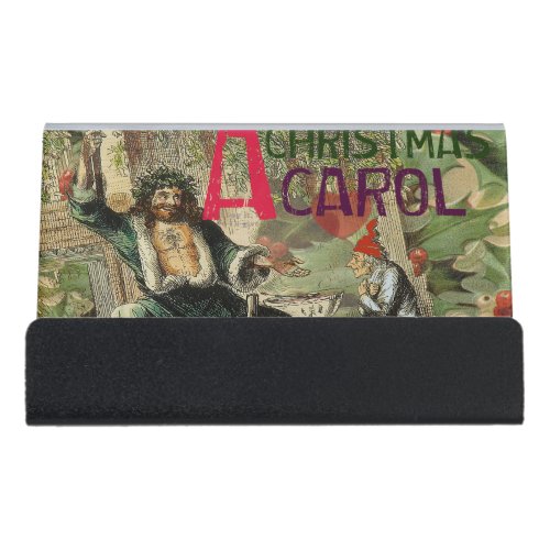 Ghost of Christmas Present Illustration Scrooge Desk Business Card Holder