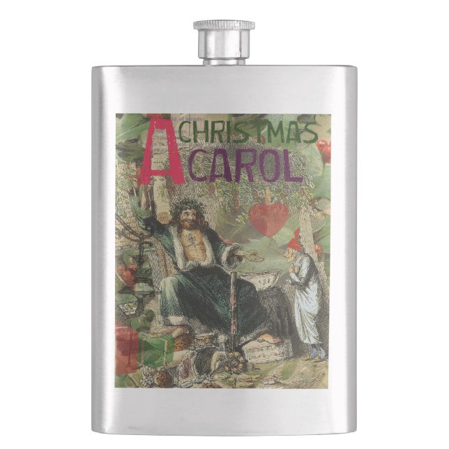 Ghost of Christmas Present Illustration Scrooge Flask (Front)