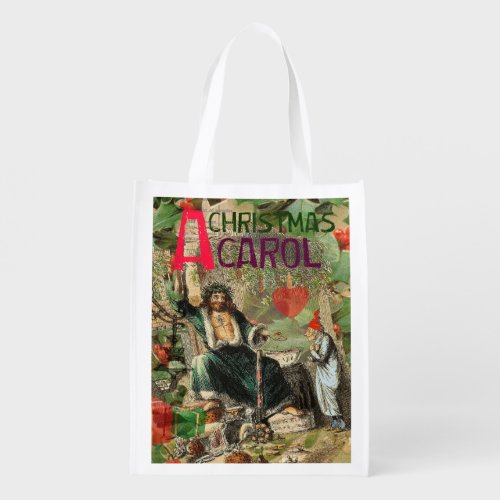 Ghost of Christmas Present Illustration Scrooge Grocery Bag