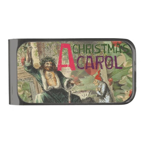 Ghost of Christmas Present Illustration Scrooge Gunmetal Finish Money Clip