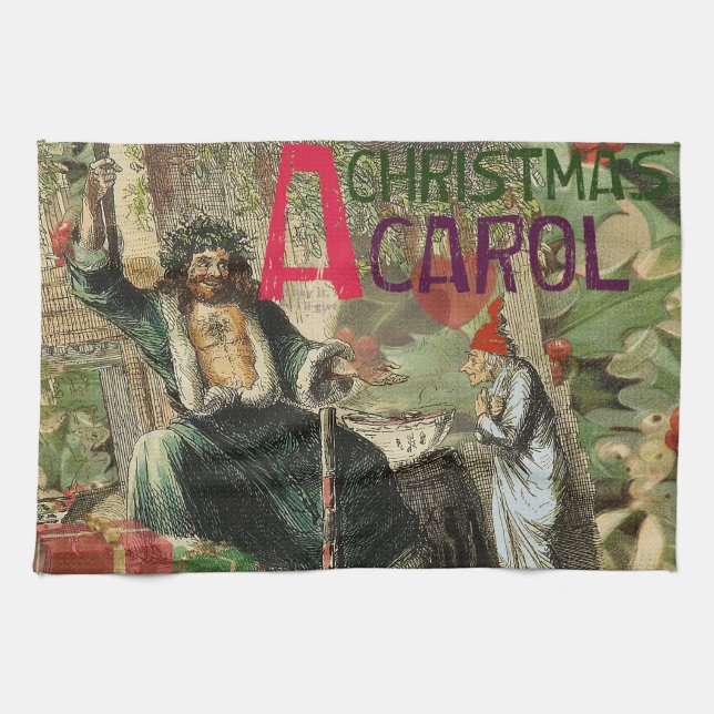 Ghost of Christmas Present Illustration Scrooge Kitchen Towel (Horizontal)