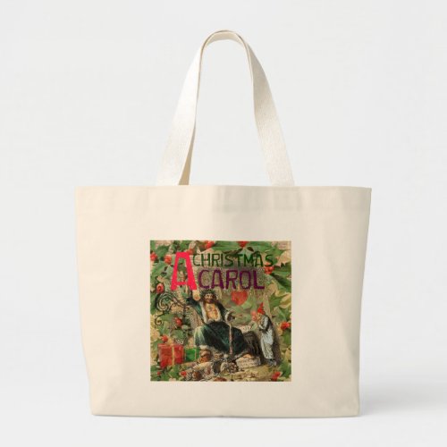 Ghost of Christmas Present Illustration Scrooge Large Tote Bag