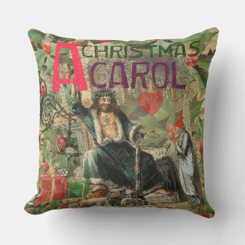 Ghost of Christmas Present Illustration Scrooge Outdoor Pillow