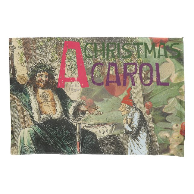Ghost of Christmas Present Illustration Scrooge Pillow Case (Front)