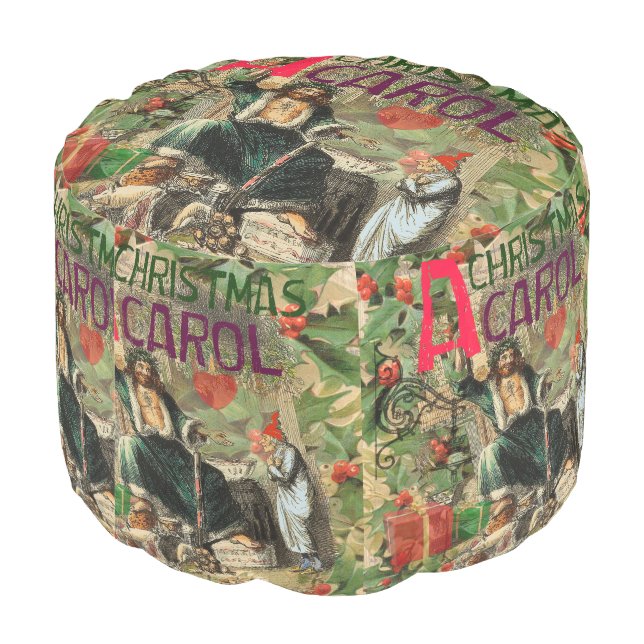 Ghost of Christmas Present Illustration Scrooge Pouf (Angled Back)