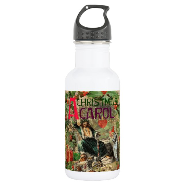 Ghost of Christmas Present Illustration Scrooge Stainless Steel Water Bottle (Front)