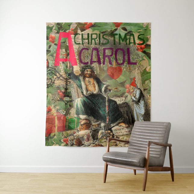 Ghost of Christmas Present Illustration Scrooge Tapestry (In Situ)