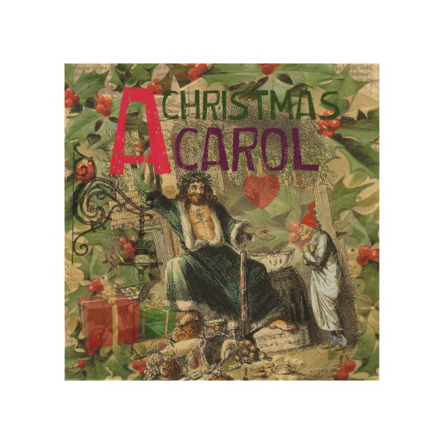 Ghost of Christmas Present Illustration Scrooge Wood Wall Art (Front)