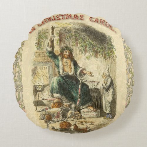 Ghost of Christmas Present Scrooge  Round Pillow
